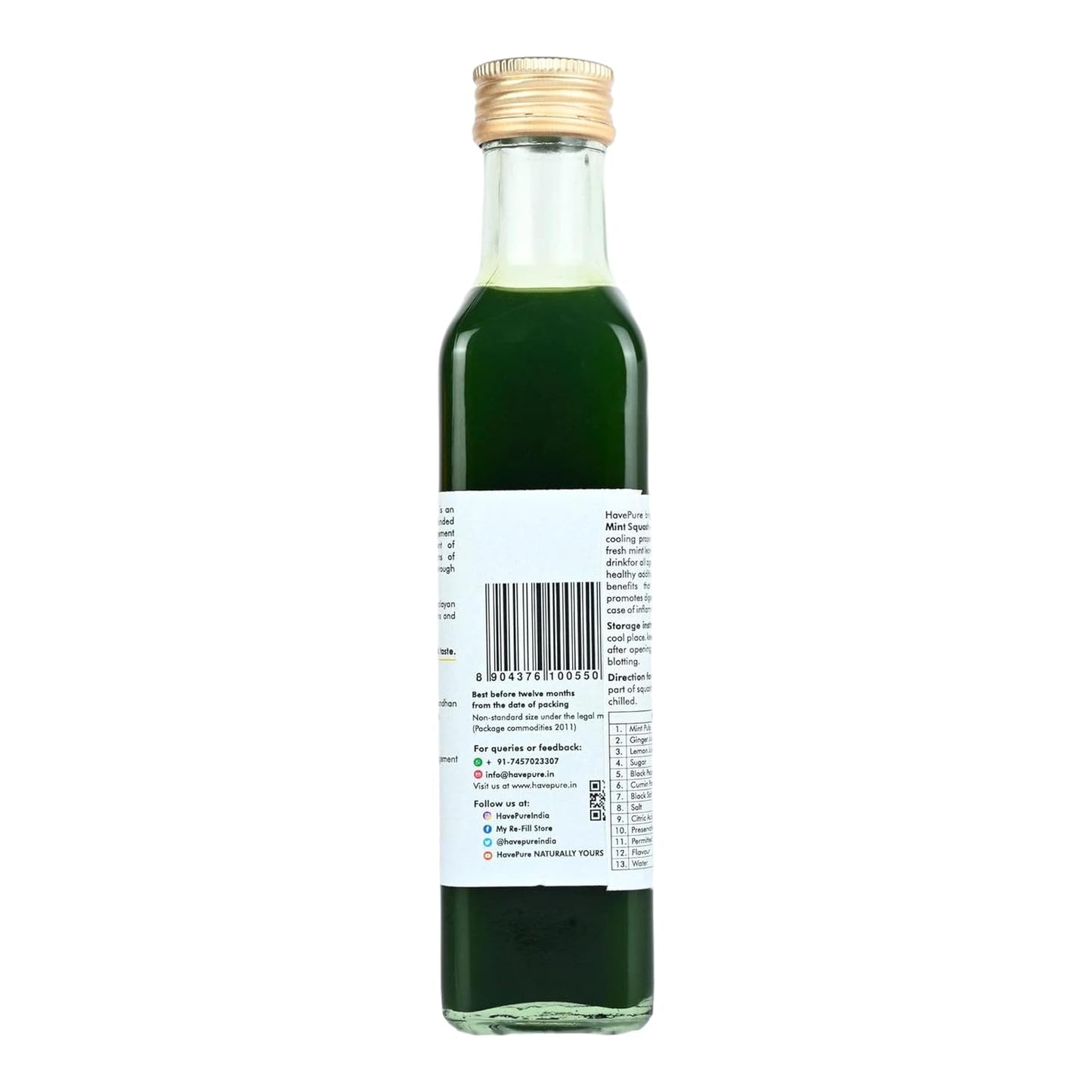 HavePure Mint Squash | Refreshing Herbal Drink Concentrate