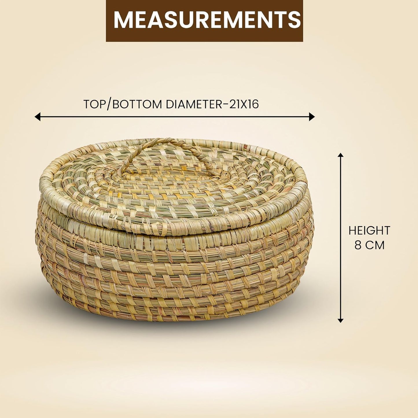 HavePure Munj Grass Oval Multipurpose Container – Handmade Eco-Friendly Storage Basket | Natural & Sustainable Organizer for Home, Kitchen & Office | Lightweight & Durable Décor Box