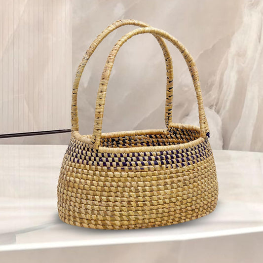 HavePure Munj Grass Handle Basket – Handmade Eco-Friendly Woven Storage Basket | Natural & Durable Organizer for Home, Kitchen & Office | Lightweight & Decorative Design