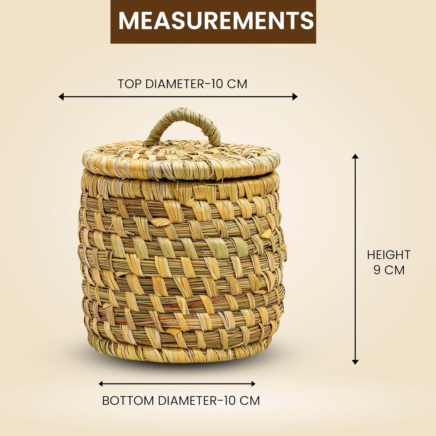 HavePure Munj Grass Multipurpose Storage Container – Eco-Friendly Handmade Organizer | Natural & Sustainable Basket for Home, Kitchen & Office | Lightweight & Durable Décor & Storage Box