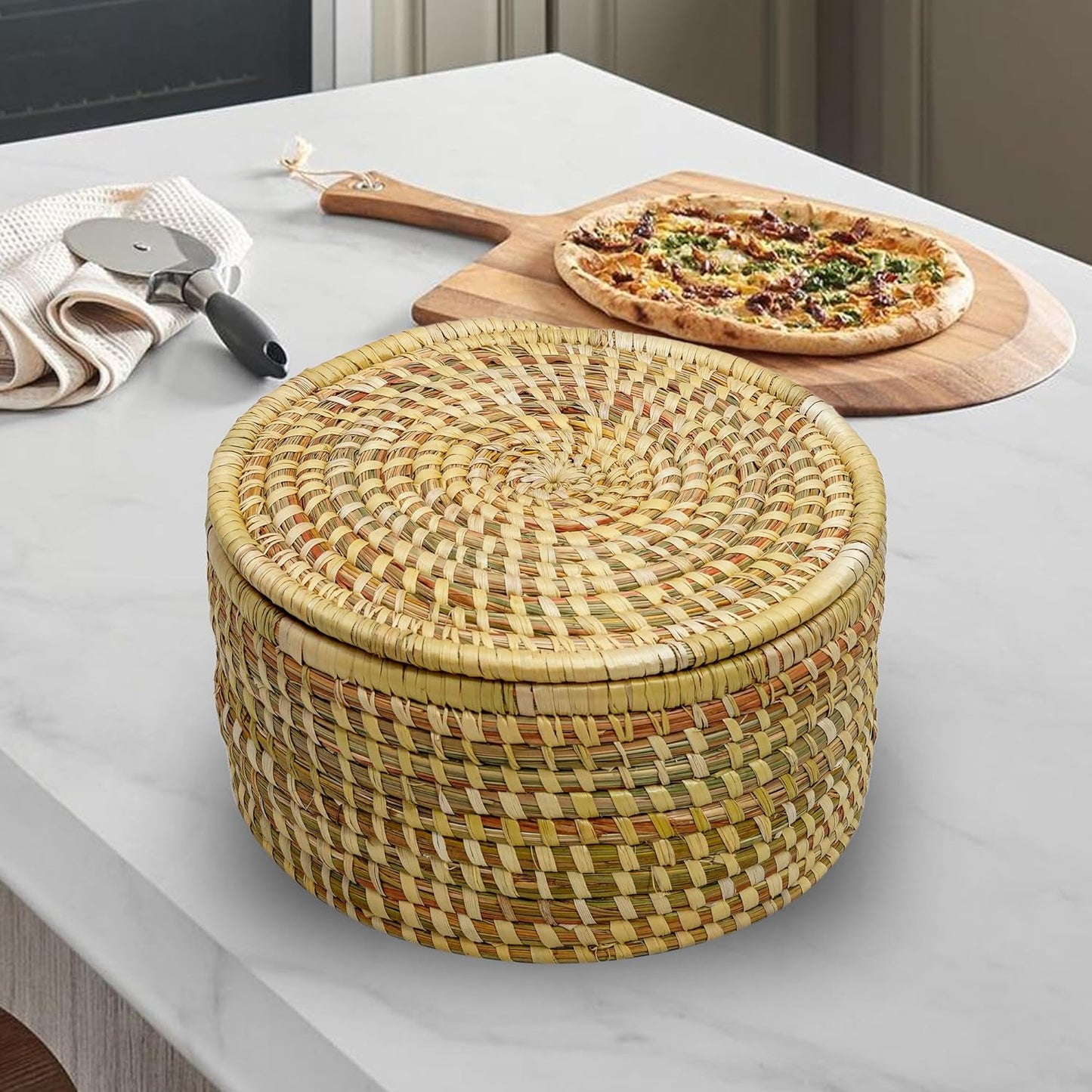 HavePure Munj Grass Chapati Box – Handmade Eco-Friendly Roti Storage Container | Insulated Box for Warm Chapatis | Durable, Lightweight & Natural Kitchen Organizer