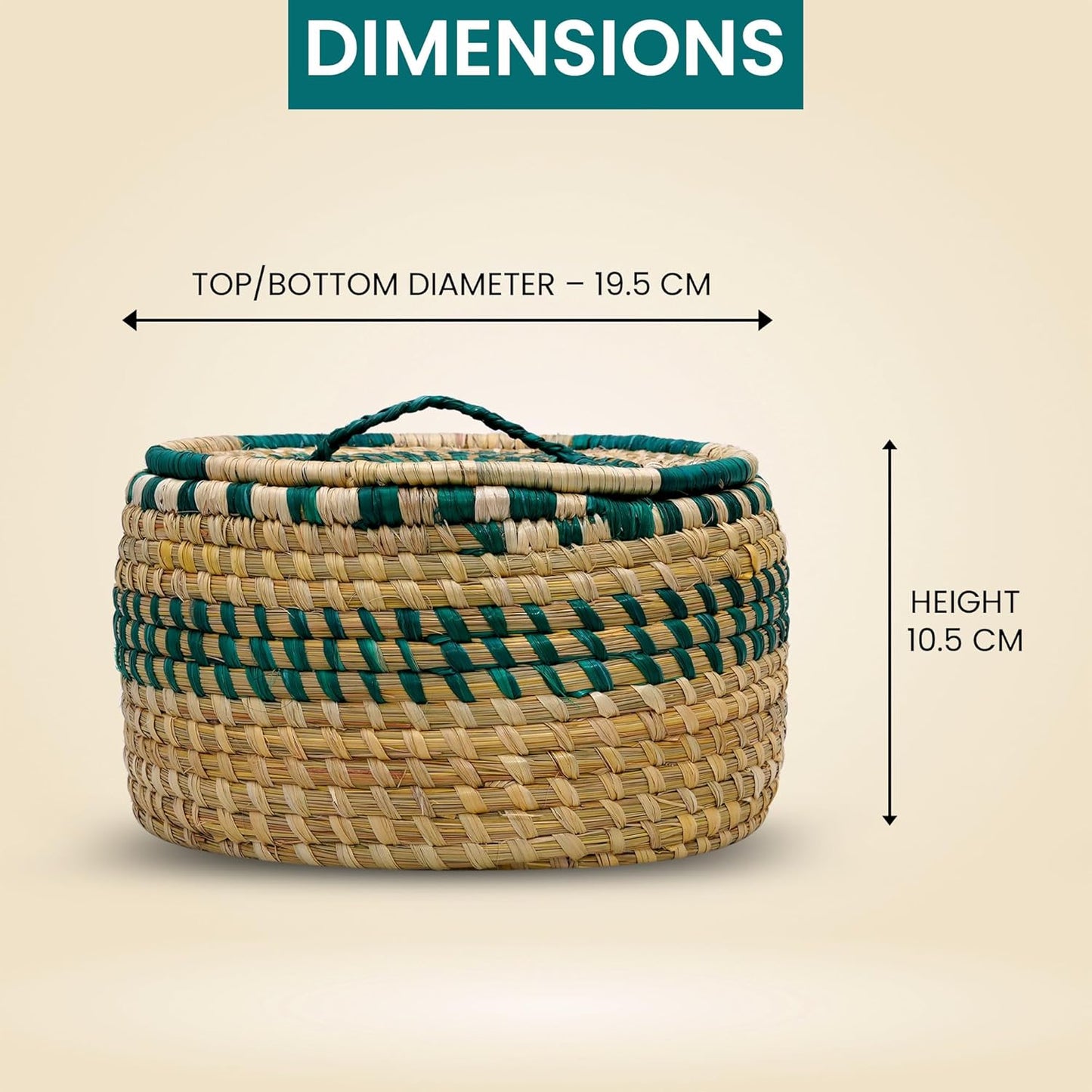 HavePure Handmade Munj Grass Chapati Box – Eco-Friendly Roti Storage Container | Natural & Green Insulated Box for Warm Chapatis | Durable, Lightweight Kitchen Organizer
