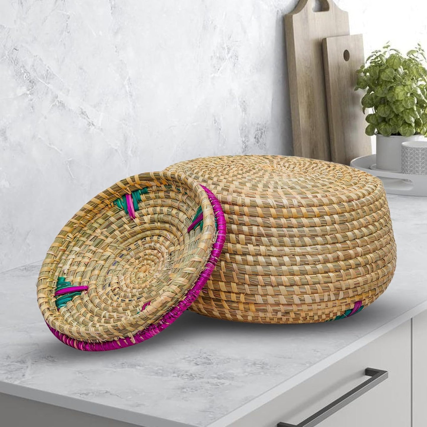 HavePure Handmade Munj Grass Chapati Box – Eco-Friendly Roti Storage Container | Natural and Green Insulated Box for Warm Chapatis | Durable, Lightweight Kitchen Organizer