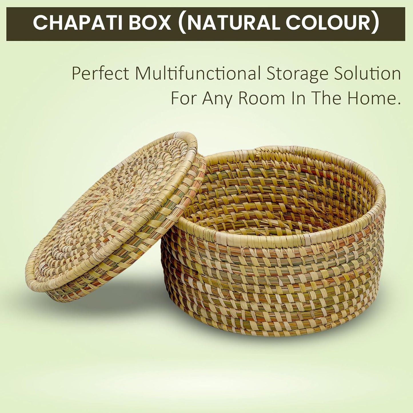 HavePure Munj Grass Chapati Box – Handmade Eco-Friendly Roti Storage Container | Insulated Box for Warm Chapatis | Durable, Lightweight & Natural Kitchen Organizer
