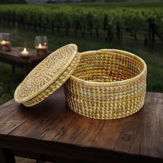 HavePure Munj Grass Chapati Box – Handmade Eco-Friendly Roti Storage Container | Insulated Box for Warm Chapatis | Durable, Lightweight & Natural Kitchen Organizer