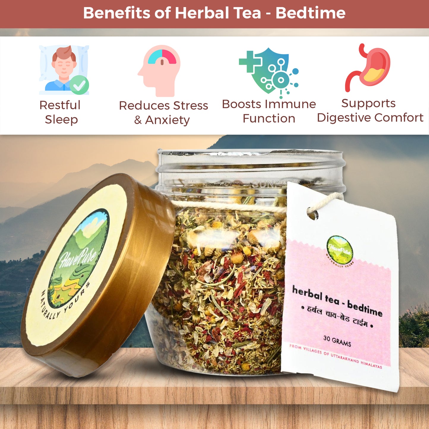 HavePure Bedtime Herbal Tea – 30g | Natural Sleep Aid | Caffeine-Free Soothing Blend