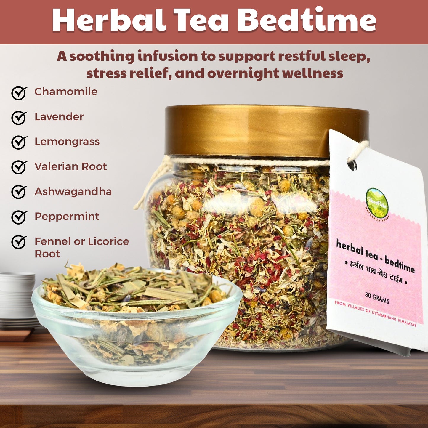 HavePure Bedtime Herbal Tea – 30g | Natural Sleep Aid | Caffeine-Free Soothing Blend