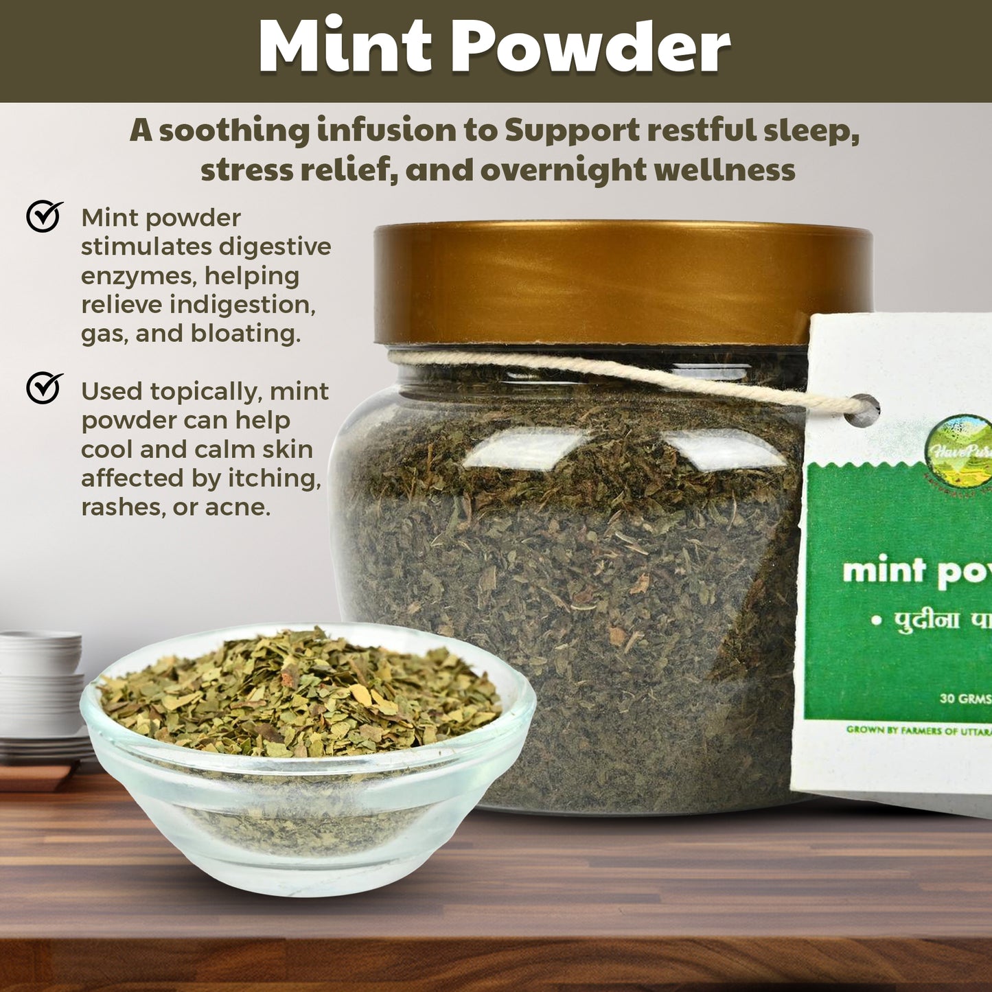 Natural Mint Powder β 100% Pure & Sun-Dried | 30g | From Uttarakhand Hills