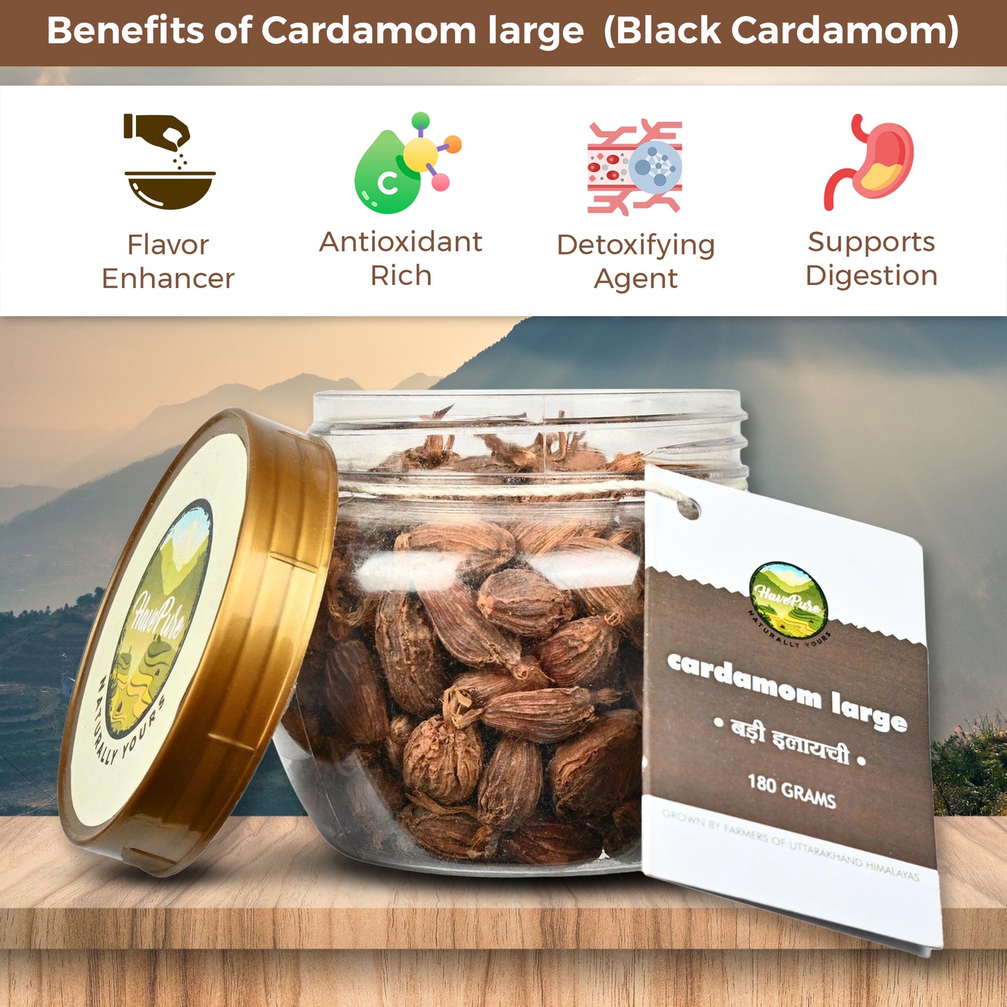 Premium Himalayan Large Cardamom (Badi Elaichi) β 180g