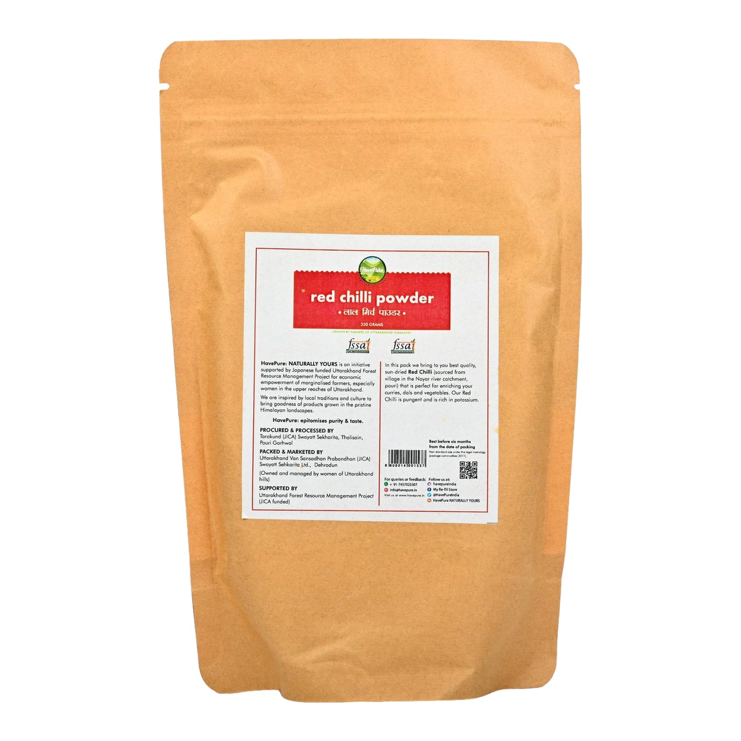 Hand-Pounded Red Chilli Powder β 250g | Farm Fresh from Uttarakhand