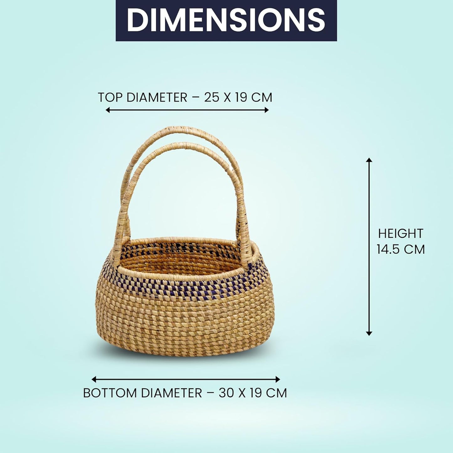 HavePure Munj Grass Handle Basket – Handmade Eco-Friendly Woven Storage Basket | Natural & Durable Organizer for Home, Kitchen & Office | Lightweight & Decorative Design