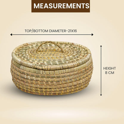 HavePure Munj Grass Oval Multipurpose Container – Handmade Eco-Friendly Storage Basket | Natural & Sustainable Organizer for Home, Kitchen & Office | Lightweight & Durable Décor Box