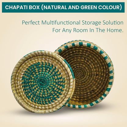 HavePure Handmade Munj Grass Chapati Box – Eco-Friendly Roti Storage Container | Natural & Green Insulated Box for Warm Chapatis | Durable, Lightweight Kitchen Organizer