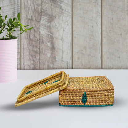 HavePure Munj Grass Dry Fruit Box – Handmade Eco-Friendly Storage Container | Natural & Green Decorative Gift Box | Durable & Lightweight Organizer for Nuts, Snacks & Sweets