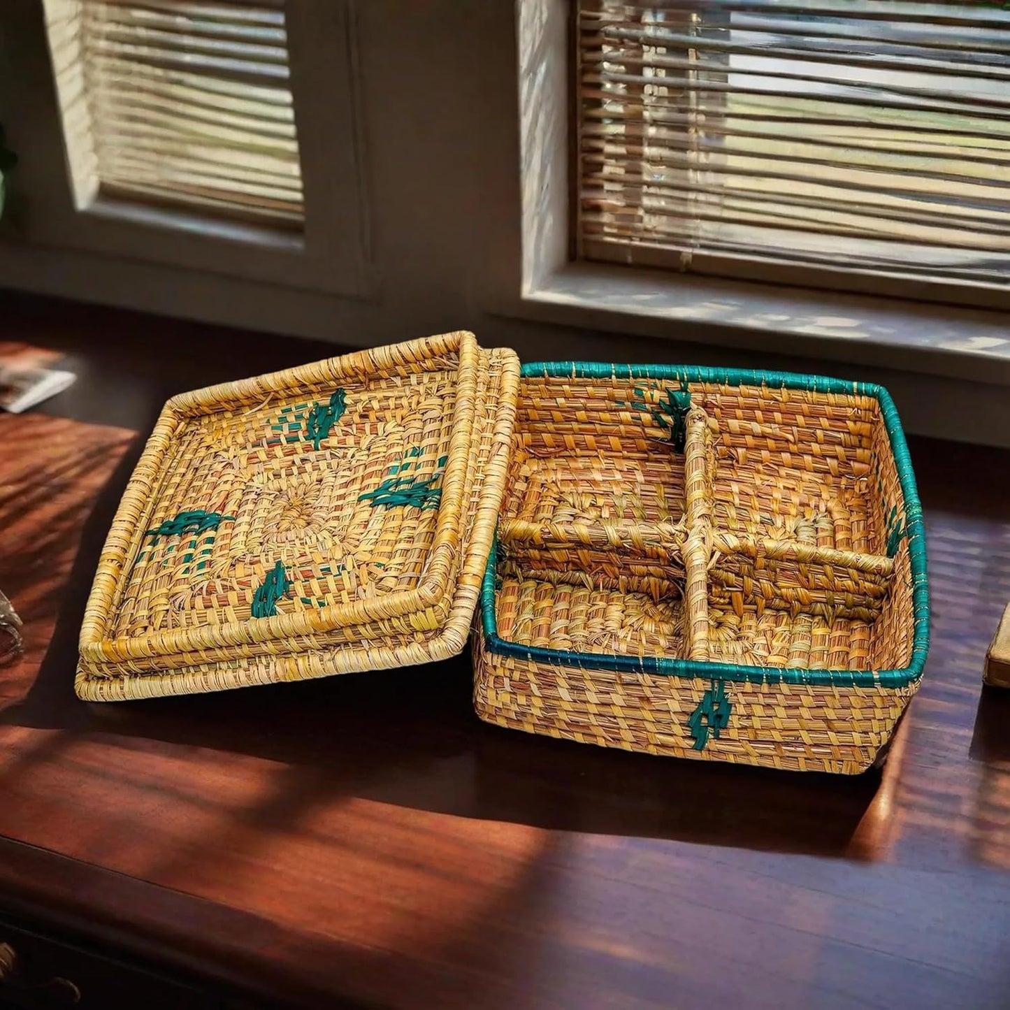 HavePure Munj Grass Dry Fruit Box – Handmade Eco-Friendly Storage Container | Natural & Green Decorative Gift Box | Durable & Lightweight Organizer for Nuts, Snacks & Sweets