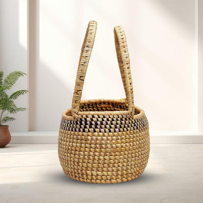 HavePure Munj Grass Handle Basket – Handmade Eco-Friendly Woven Storage Basket | Natural & Durable Organizer for Home, Kitchen & Office | Lightweight & Decorative Design