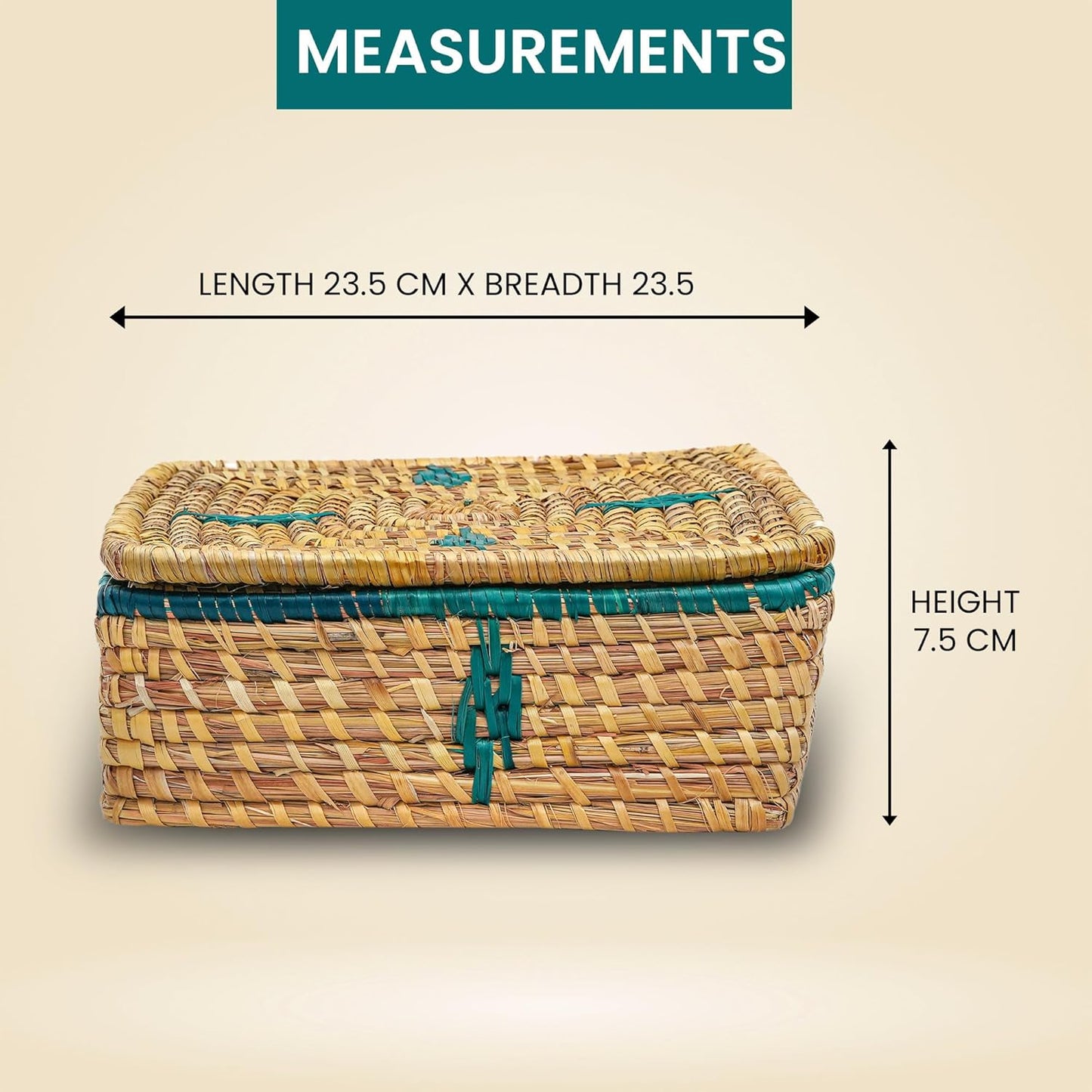 HavePure Munj Grass Dry Fruit Box – Handmade Eco-Friendly Storage Container | Natural & Green Decorative Gift Box | Durable & Lightweight Organizer for Nuts, Snacks & Sweets