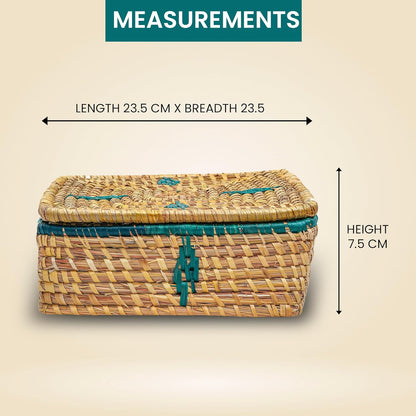 HavePure Munj Grass Dry Fruit Box – Handmade Eco-Friendly Storage Container | Natural & Green Decorative Gift Box | Durable & Lightweight Organizer for Nuts, Snacks & Sweets