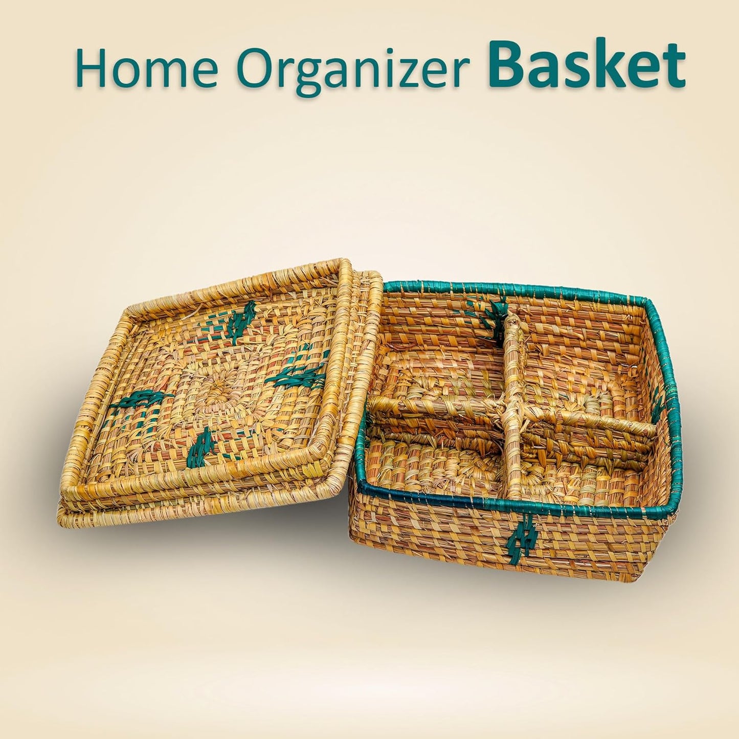 HavePure Munj Grass Dry Fruit Box – Handmade Eco-Friendly Storage Container | Natural & Green Decorative Gift Box | Durable & Lightweight Organizer for Nuts, Snacks & Sweets