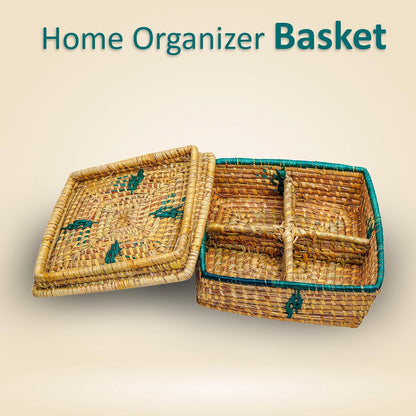 HavePure Munj Grass Dry Fruit Box – Handmade Eco-Friendly Storage Container | Natural & Green Decorative Gift Box | Durable & Lightweight Organizer for Nuts, Snacks & Sweets