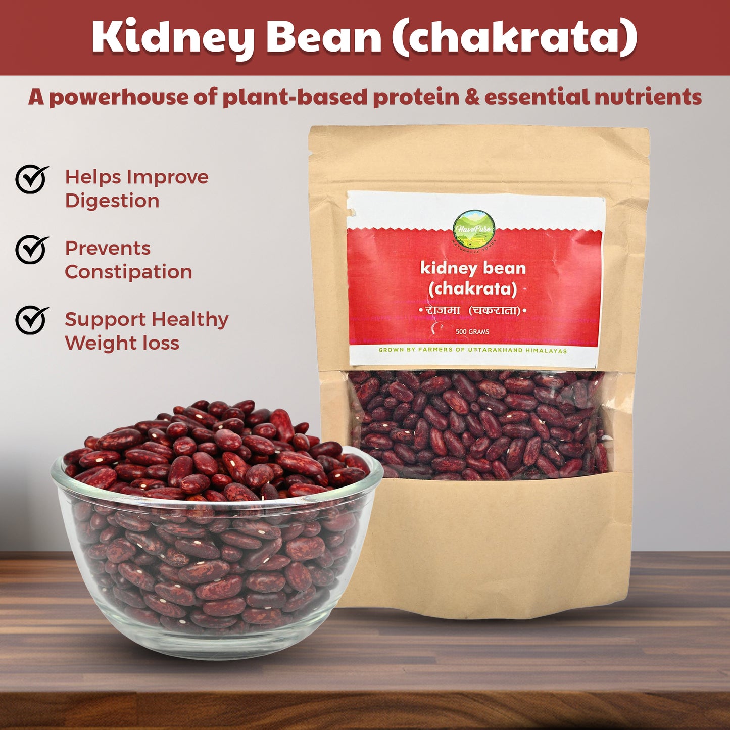 Chakrata Kidney Beans (Rajma) – 500g | Naturally Grown in Uttarakhand Himalayas