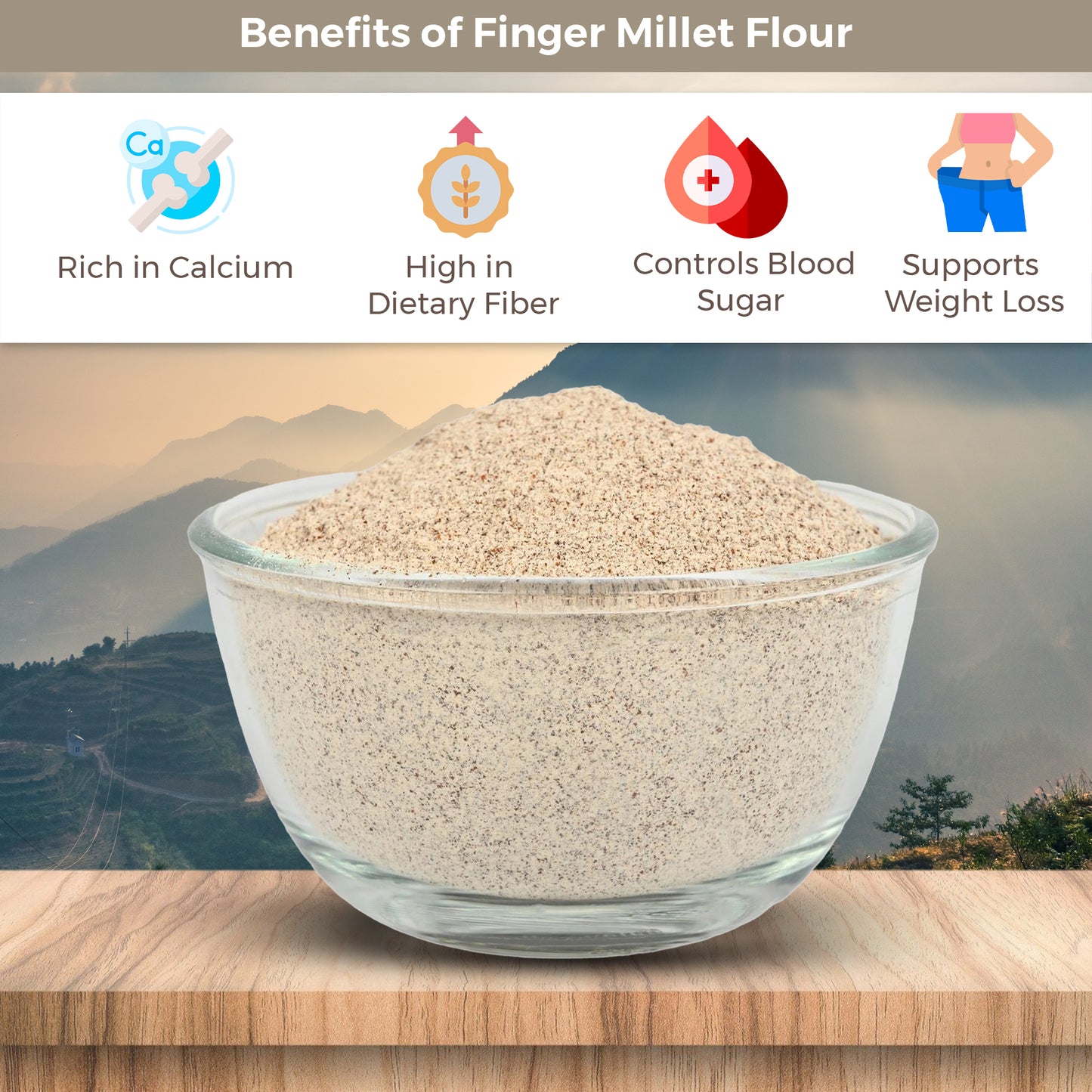 Finger Millet Flour (Mandua Atta) – Gluten-Free & Stone-Ground | 750 Gram