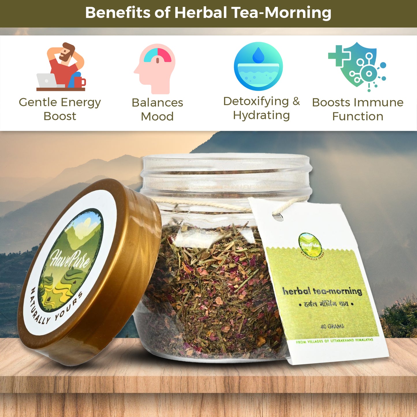 HavePure Morning Herbal Tea – 40g | Natural Energy Boost & Detox Tea from Himalayan Herbs