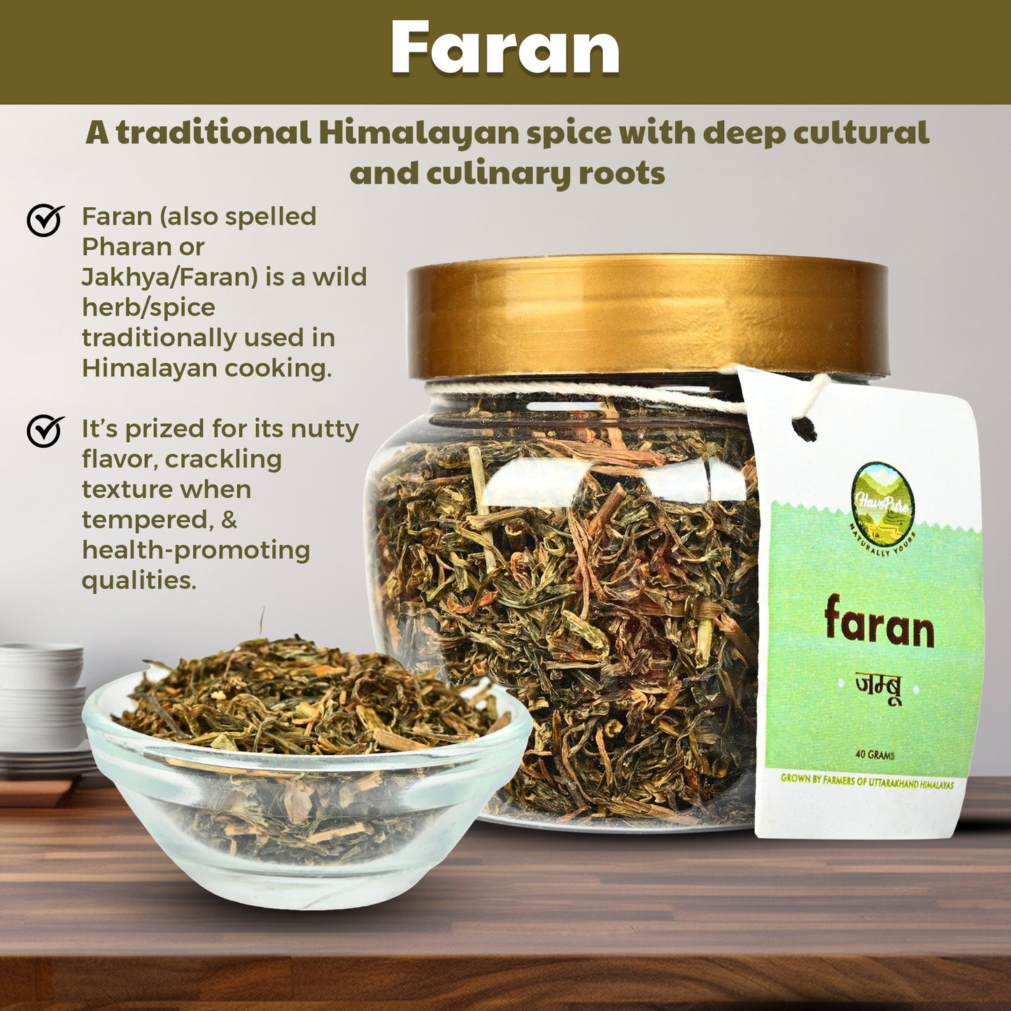 Faran (Jamboo) – Himalayan Aromatic Herb for Tempering | 40g